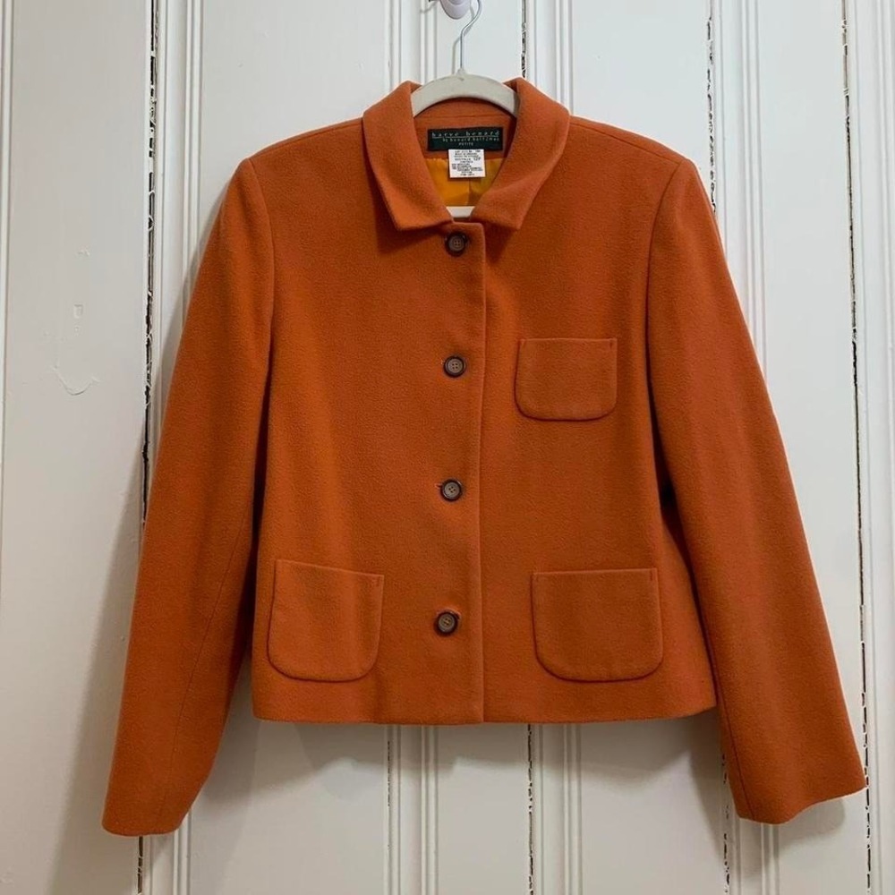 HARVE BENARD Benard‎ Holtzman Burnt Orange Button Down Blazer Womens 12 Petite